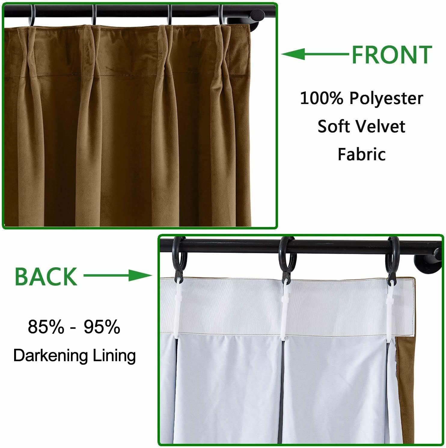 TWOPAGES 72 W x 102 L Pinch Pleat Curtain Room Darkening Velvet Curtain Drapery Panel for Traverse Rod or Track, Living Room Bedroom Meetingroom Club Theater Patio Door (1 Panel), Jave