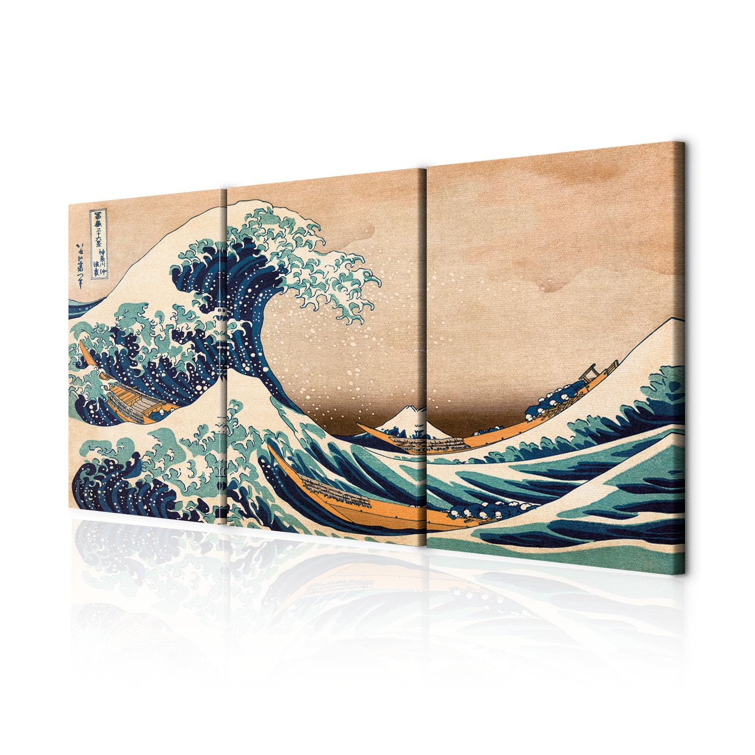decomonkey Wandbilder Katsushika Hokusai 180x90 cm 3 Teilig Wandbild Groß | Leinwandbild XXL, Deko, Wohnzimmer, Schlafzimmer, Büro, Wanddeko, Leinwand, Pictures For Wall, Poster