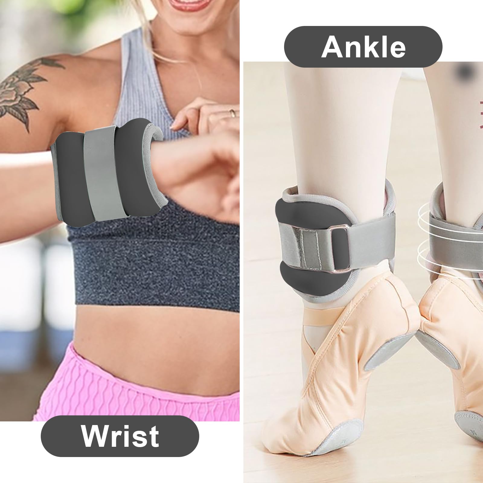 2PCS Poids Cheville, Poids Poignet, Leste Cheville, Ankle Weights, Bracelet Lesté, Poids Pilates, Poids Cheville et Poignet pour Pilates, Yoga, Marche, Jogging, l'Aérobic