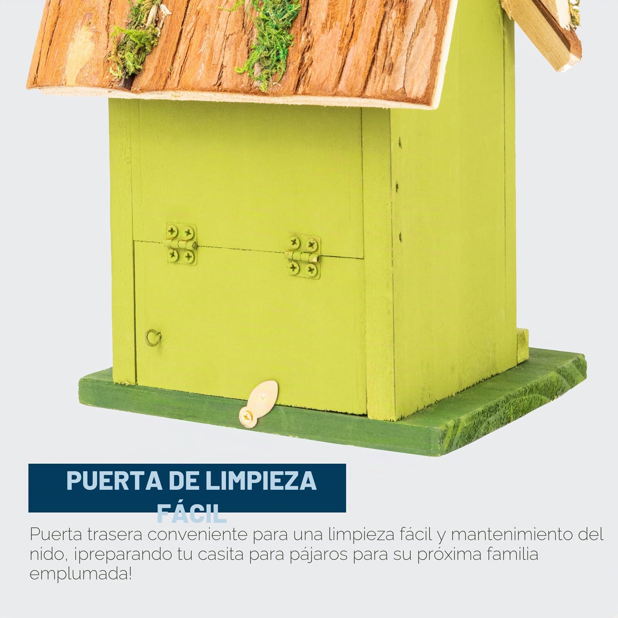 MP Casa de Pájaros para Exterior, Pintada a Mano | Con Puerta para Fácil Limpieza, Ideal para Carboneros y Chochines