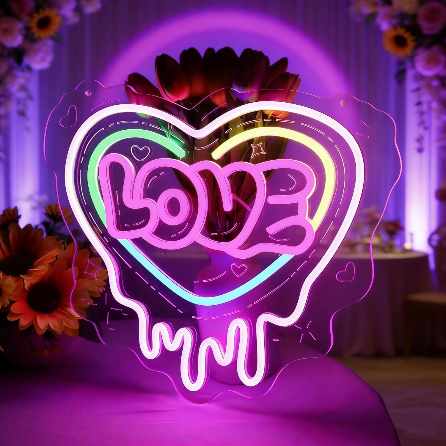 Love Neon Sign LED Light Up Letters for Wall Decor, Warm White Neon Lights for Wedding Proposal Party Decorations, Bedroom Art Decor Marriage Proposal Sign