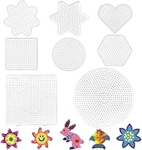 Plaque Perle a Repasser,8 Pcs Plaque de Perle Carrée,Carré de Perle de Fusible,Ensemble de Planche de Perles,Plaque à Perles Petite Transparente,Panneau de Perles en Plastique,Plaque Perles à Repasser