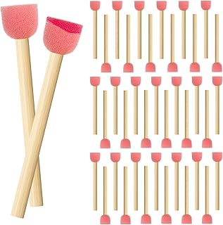 Molain 40pack Malschwamm-Pinsel, Runder Schwamm, Schaumstoffpinsel Holzgriff Schaumstoffpinsel Schaumstoffpinsel Zum Malen...