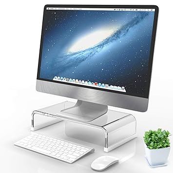 Narayan LNT Acrylic Monitor Stand, Monitor Riser 15 x 8 x 3.5 inches, PC Desk Stand for Keyboard Storage, Computer Stand for Office, Home, School