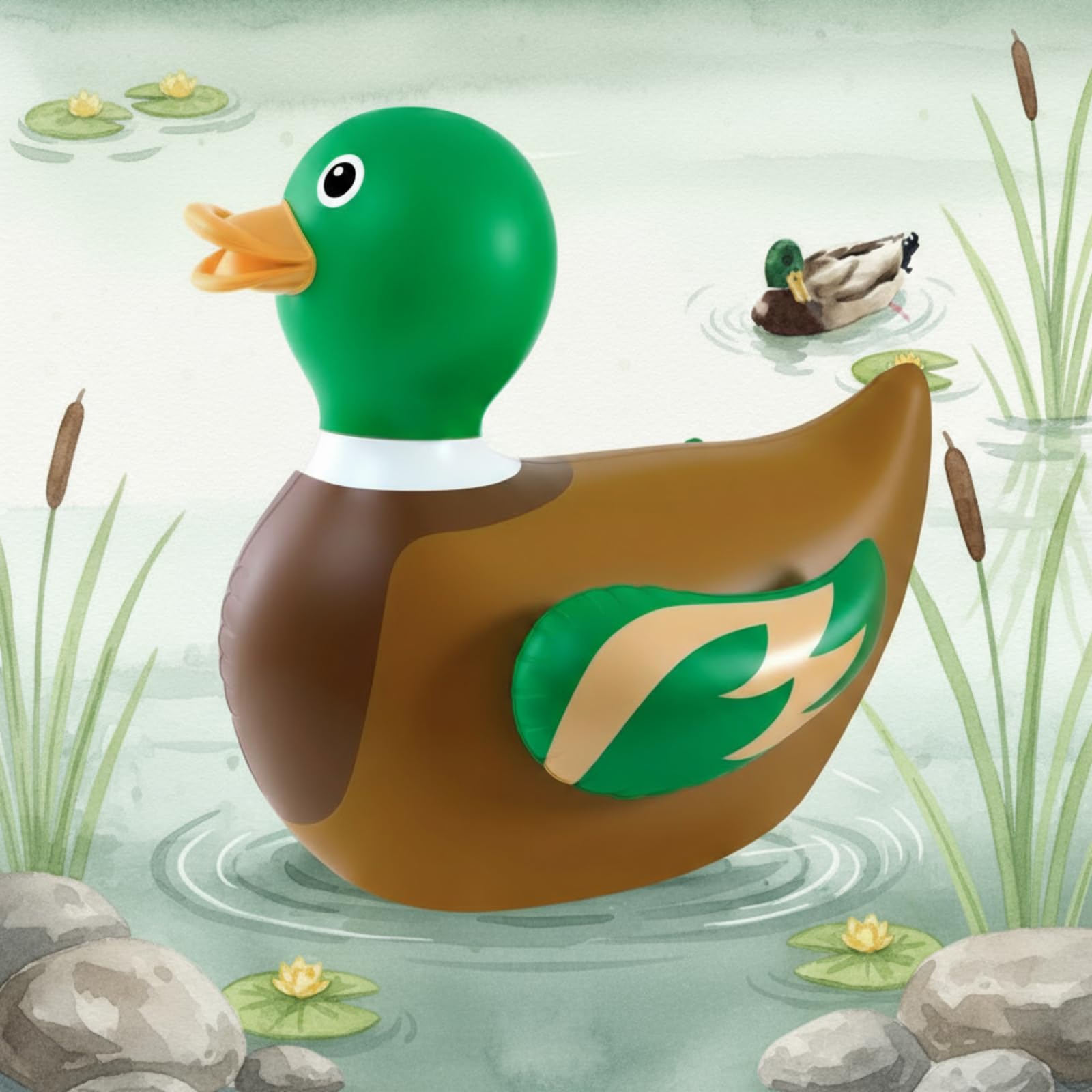 Hungdao 1 PC 4 Feet Inflatable Mallard Duck for Hunting Birthday Giant Inflatable Duck Pool Float Huge Funny Large Blow Fall Pool Floats for One Lucky Birthday Party Decoration