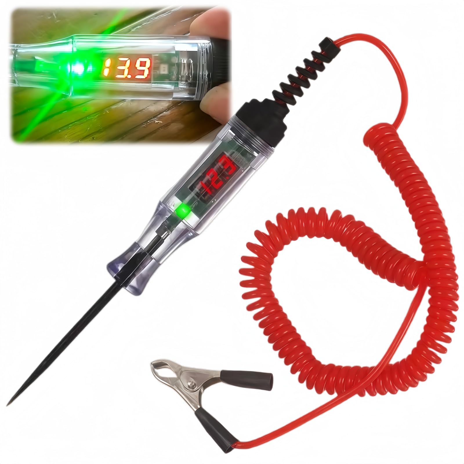 Circuit Tester,Car Circuit Tester,Voltage Tester with Digital Test Light Flashlight,Automatic Voltage Tester with Light,Test Light for Vehicle,Wire Tester,Car Battery Tester,Electrical Tester,3-90V
