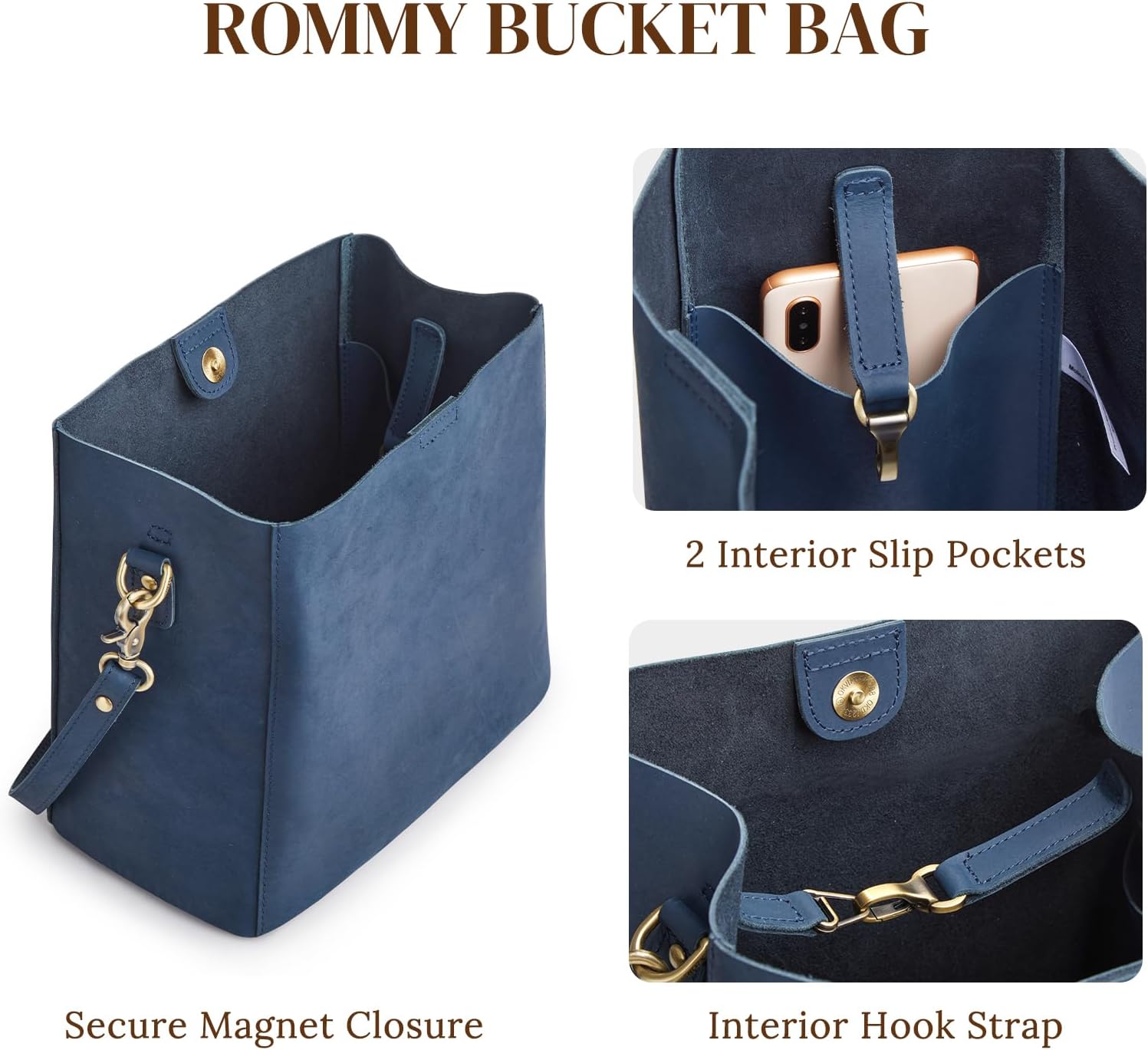 S-ZONE Full Grain Leather Crossbody Bags for Women Shoulder Bag Butterfly Bucket Purses - Image 4