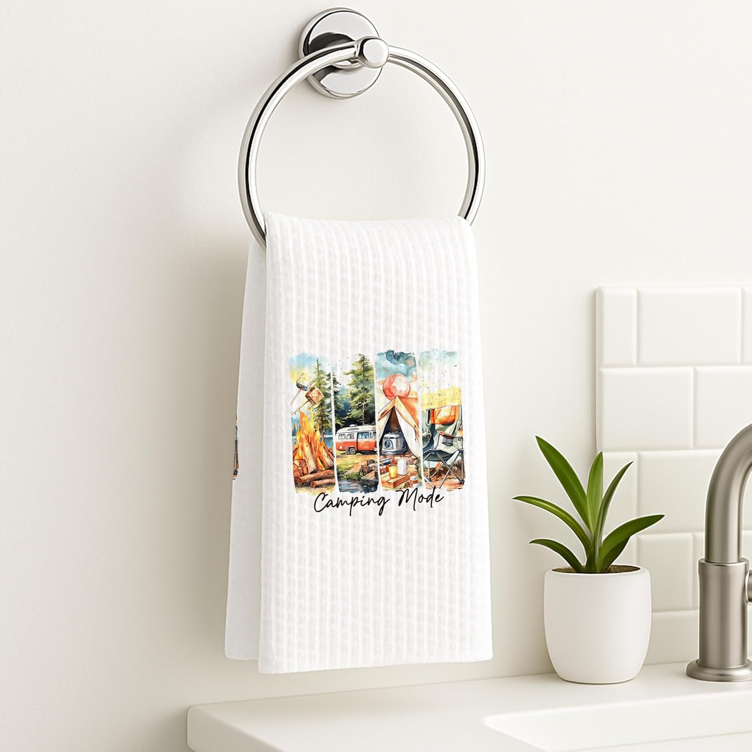 Camping Gifts Kitchen Towels, Gifts for Camping Lovers Hand Towels for Bathroom Decor, Camping Mode Decor Dish Tea Towels for Kitchen, Camper Gift for Men Women, 16x24 Inches - Image 4