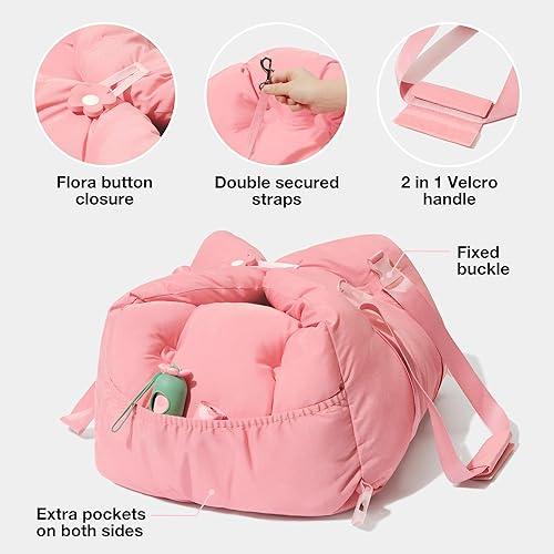 Miniatura 4 de VETRESKA Asiento de coche para perros pequeños y medianos, asiento elevador para cachorros, bolsa de transporte para mascotas con bolsillos de