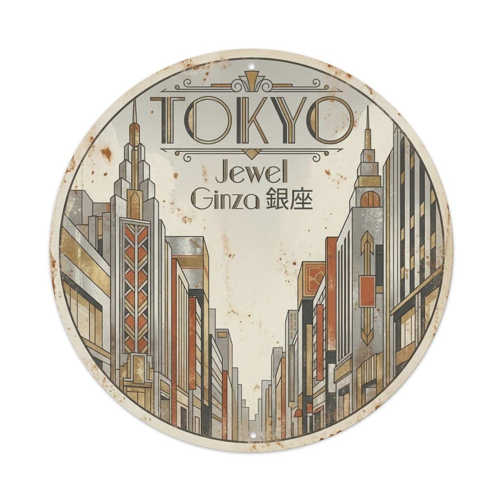 Tokyo Japan Retro Travel Illustrated Destination Route Metal Tin Sign