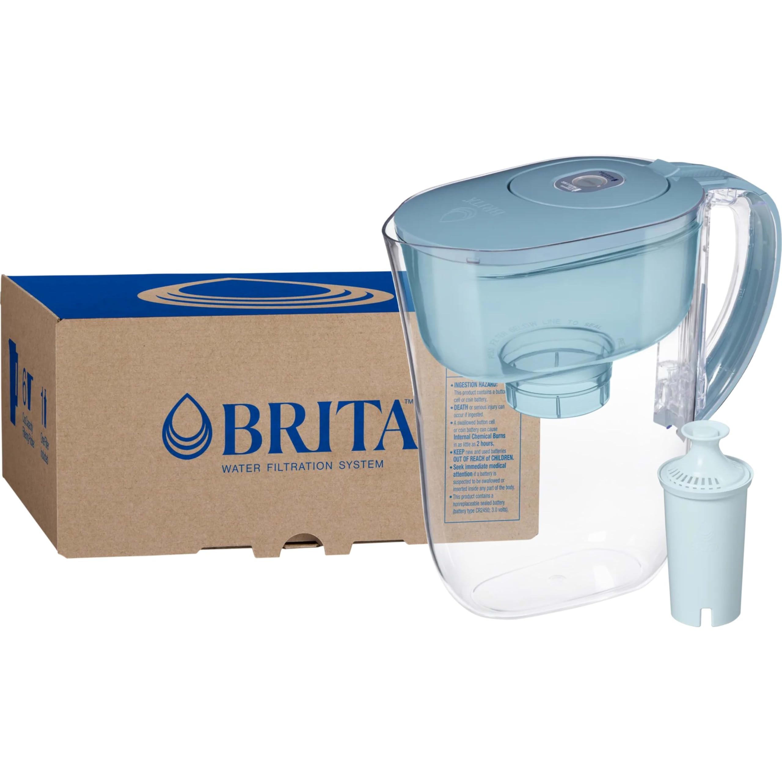 Brita Small 6 Cup Water Filter Pitcher, 1 BritaPlus Filter, Metro, Stone Blue (Package May Vary) - 1
