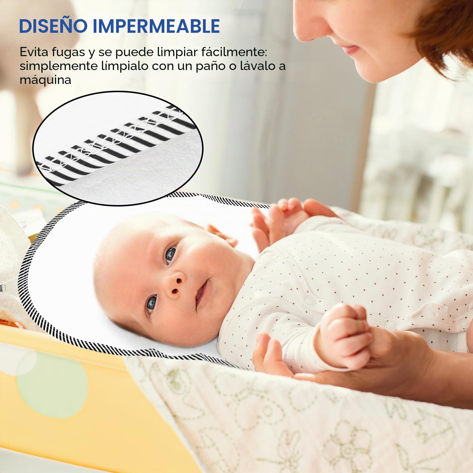6 Piezas Forros Impermeables para Cambiador, Unidades de cambiadores portátiles de algodón Puro Impermeable Cambiador Reutilizable Cambiador de pañales (30 x 60 cm)
