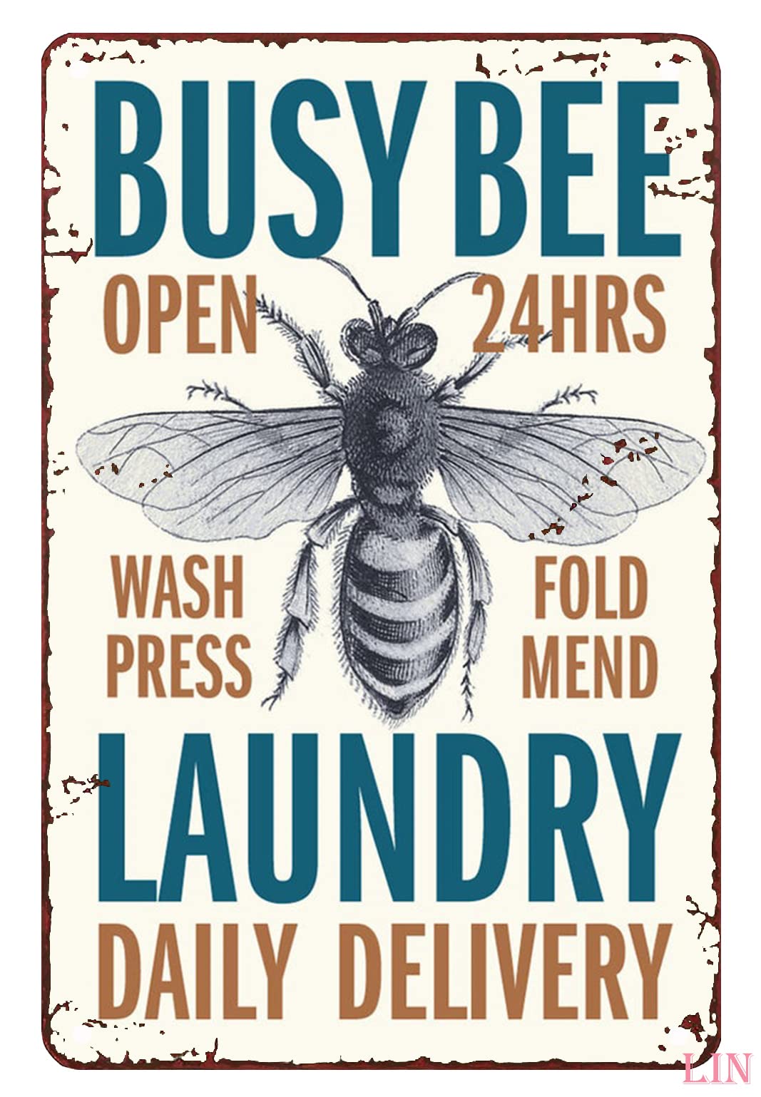 Laundry Decorations Bee Art Laundry Room Decor Washroom Laundry Sign Beekeeper Laundry Metal Sign Vintage Home Decor Rustic Aluminum Tin Signs Wall