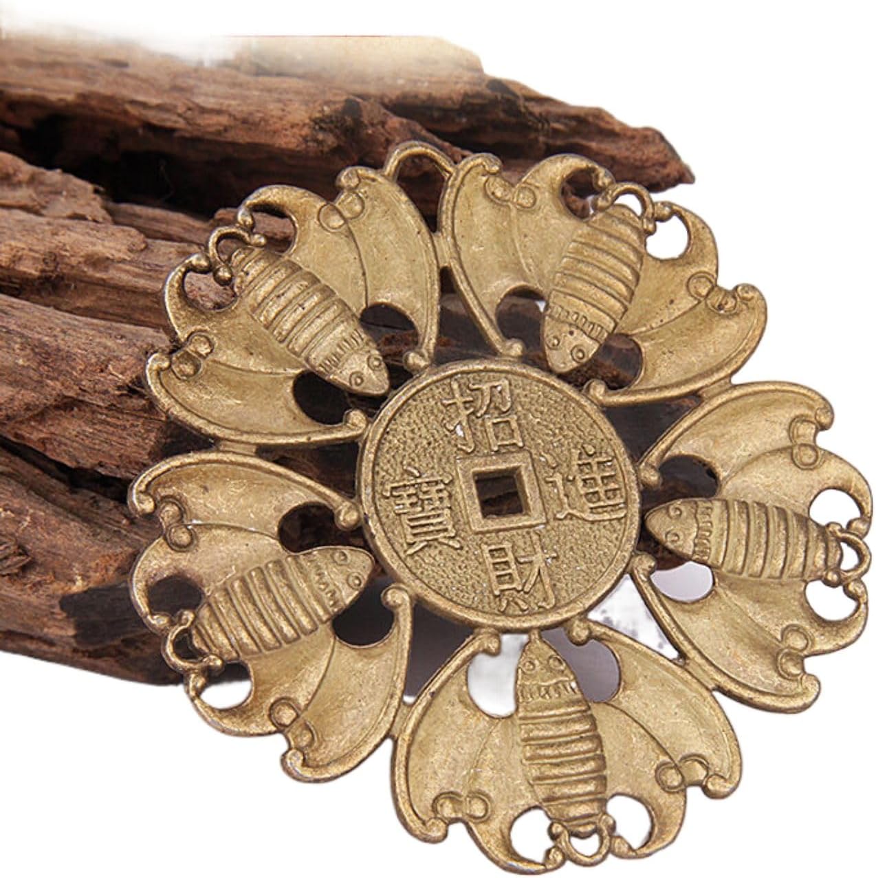 纯铜五帝钱 Chinese Fortune Feng Shui Figurine Coins New Year Lucky Coins Charms 真品压门槛铜钱古币十帝梅花钱挂件招财挂饰门对门摆件 Feng Shui Figurine Home Office Decor Chinese Gifts 8085