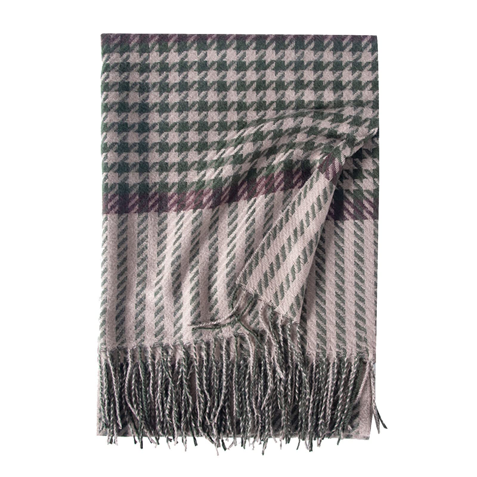 Écharpe Longue à Motif Pied-de-Poule, Grande écharpe à Carreaux Chaude d'hiver à Carreaux, pour Hommes(b-A)