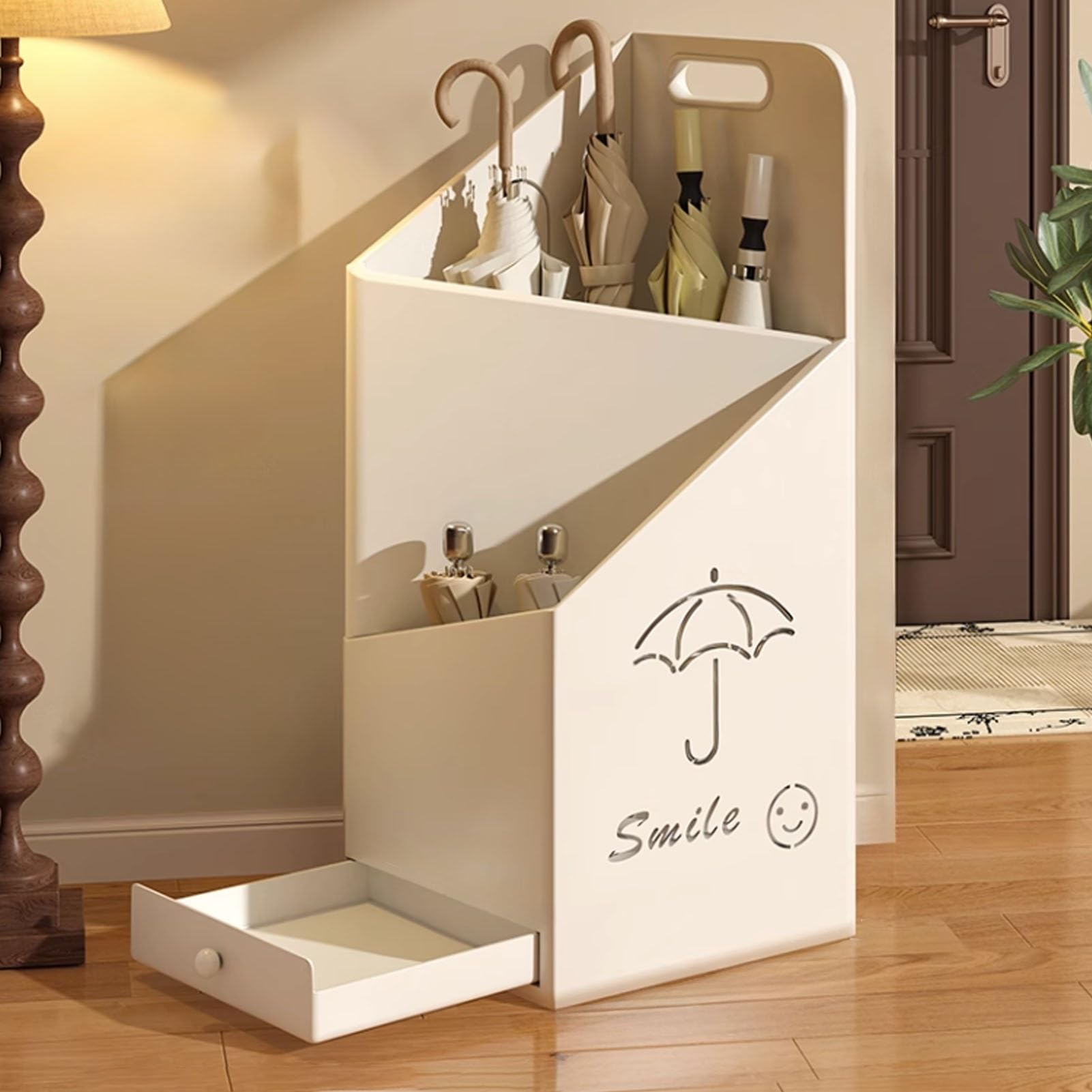 Porte-parapluie d'entrée intérieur grande capacité pour sols secs