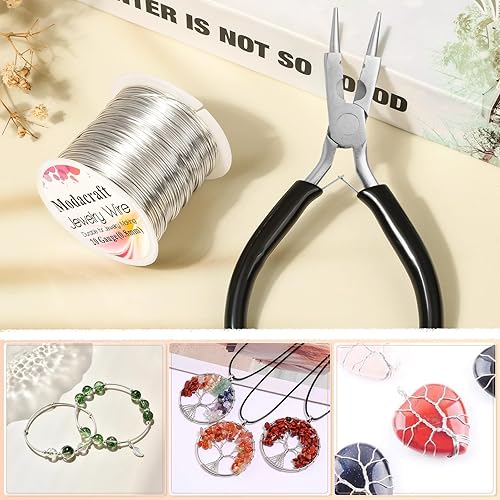 Miniatura 5 de Modacraft Alambre de plata de calibre 20 con alicates 4 en 1 Modacraft de 82 pies, alambre de cobre resistente al deslustre, alambre de cobre para