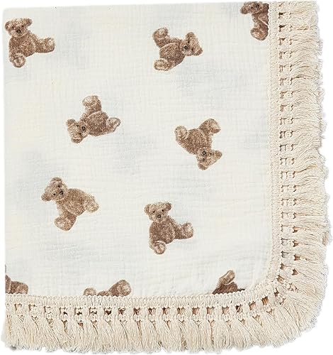 Miniatura 8 de insular Manta de muselina de algodón para bebé con borla, manta bohemia bohemia de muselina para envolver con flecos, manta de decoración de