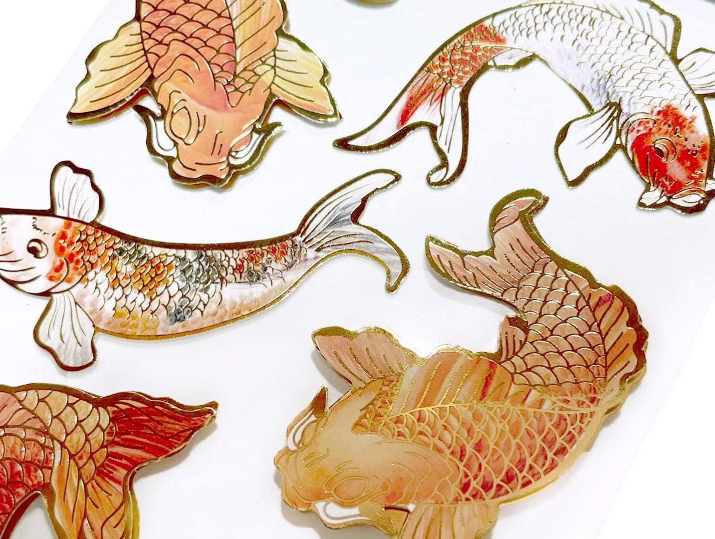 Paper House Productions Die-Cut Dimensional & Foil Accent Scrapbook Sticker Sheet - Calming Koi Fish, 3-Pack