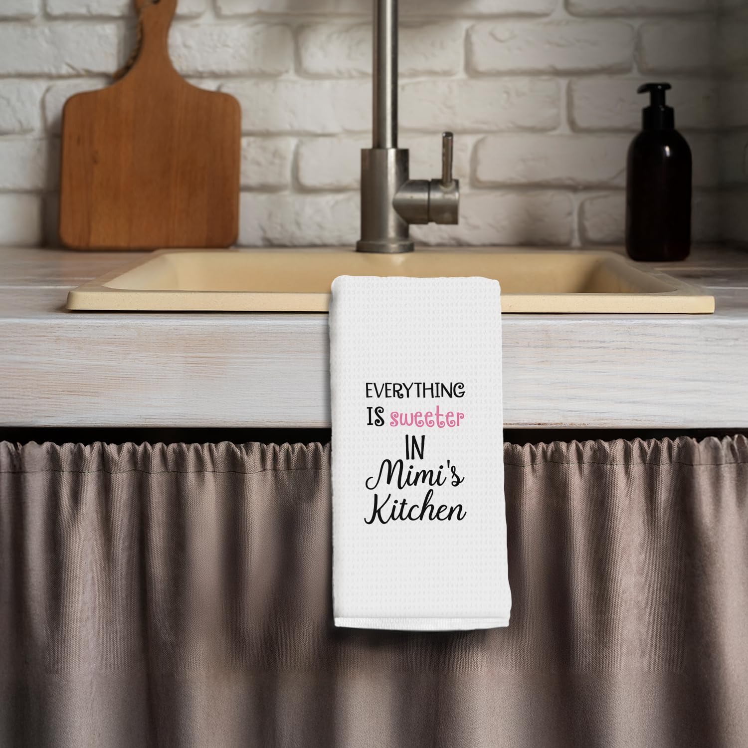 Mimi Grandma Kitchen Towels,Mimi Gifts for Grandma Dish Tea Towels for Kitchen Decor,Grandmother Gifts from Grandkids Decorative Hand Towel,16x24 Inch