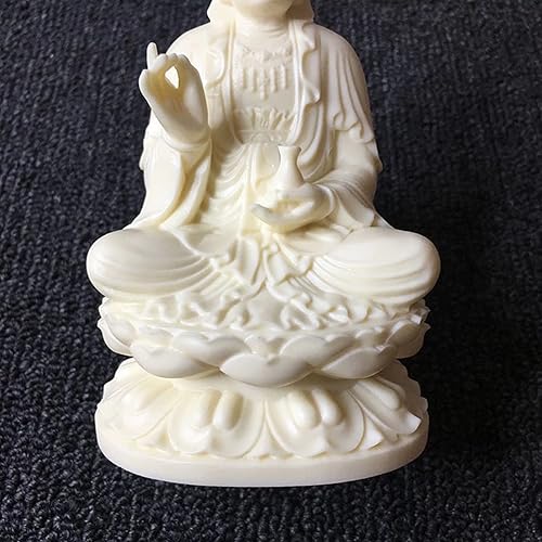 Miniatura 4 de Diosa de la misericordia Guan yin Buda estatua en loto | Escultura de Quanyin blanca para decoración de oficina en casa | Bendición de estatua de