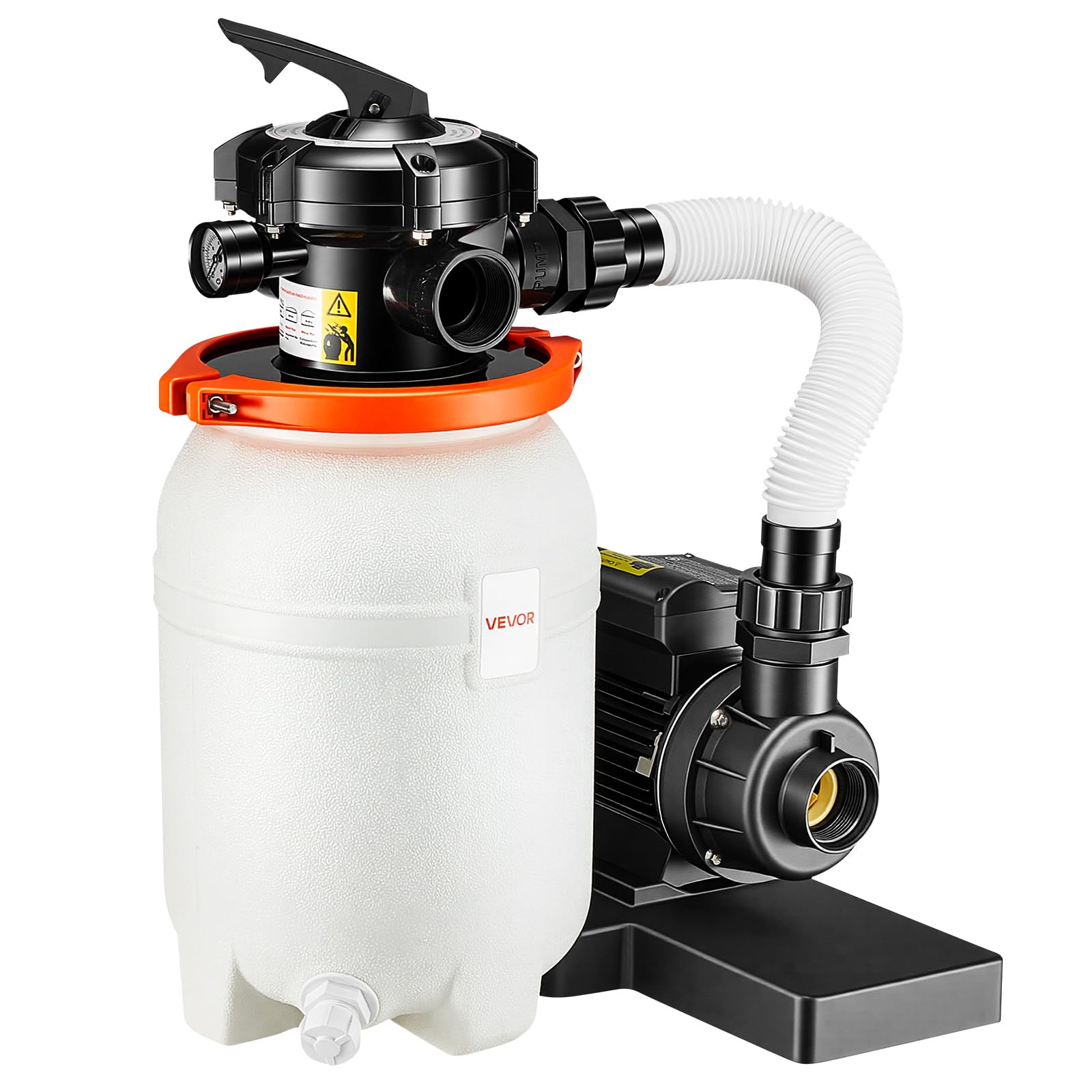 VEVOR 10 in Sand Filter Pump for Above Ground Pool, 0.33 HP 3000 GPH, Swimming Pool Sand Filter Pump with Pre-Assembled Core & Leak-Resistant Design, 6-Way Valve, High-Efficiency Filtration for Pools — view 10