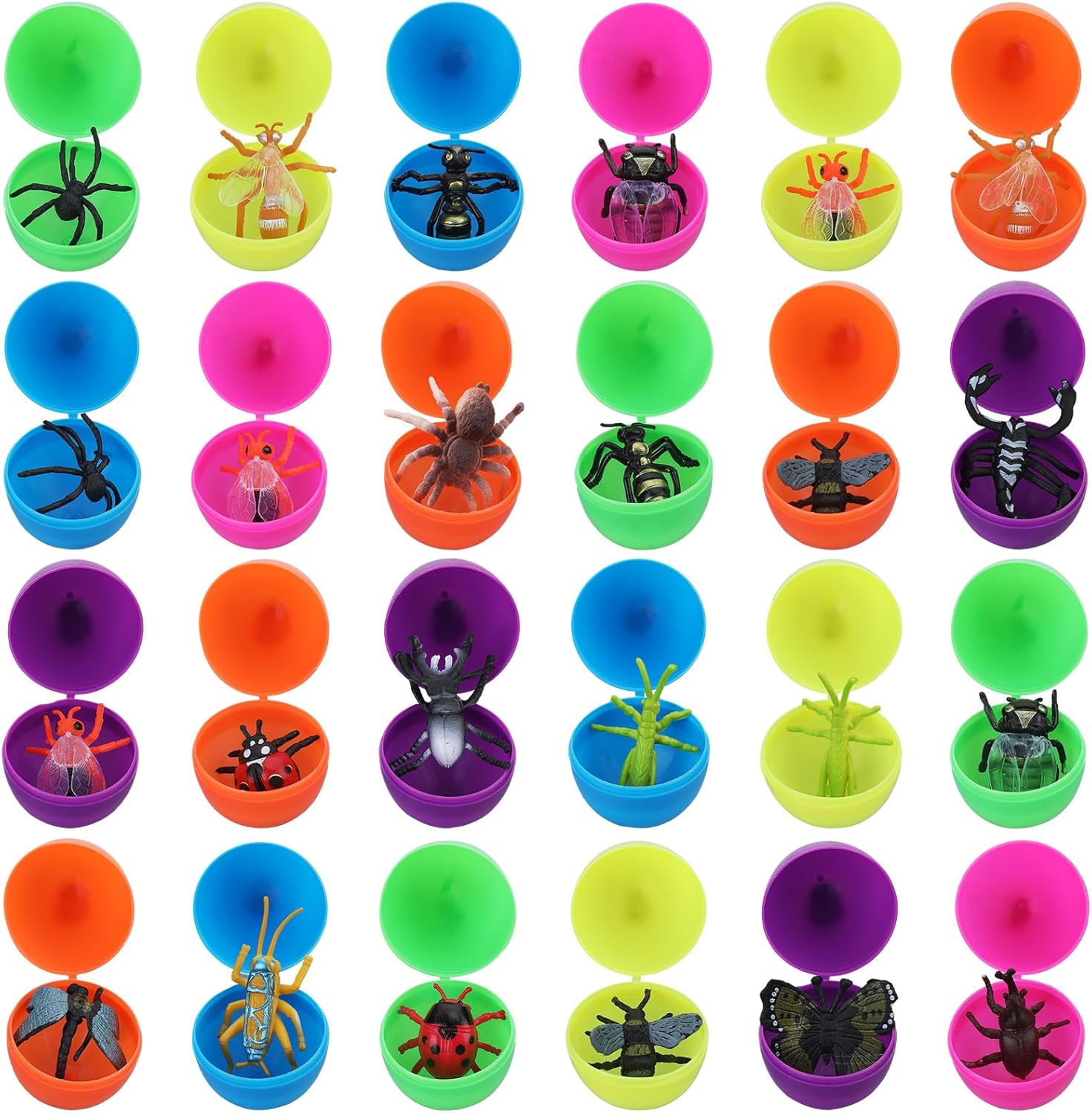48 Pcs Bug Toys Easter Basket Stuffers Prefilled Easter Eggs Fillers Empty Bug Party Favor for Kid Birthday Treasure Box Toy Classroom Treat Prize Piñatas Egg Hunt Supplies Surprise Egg Gift