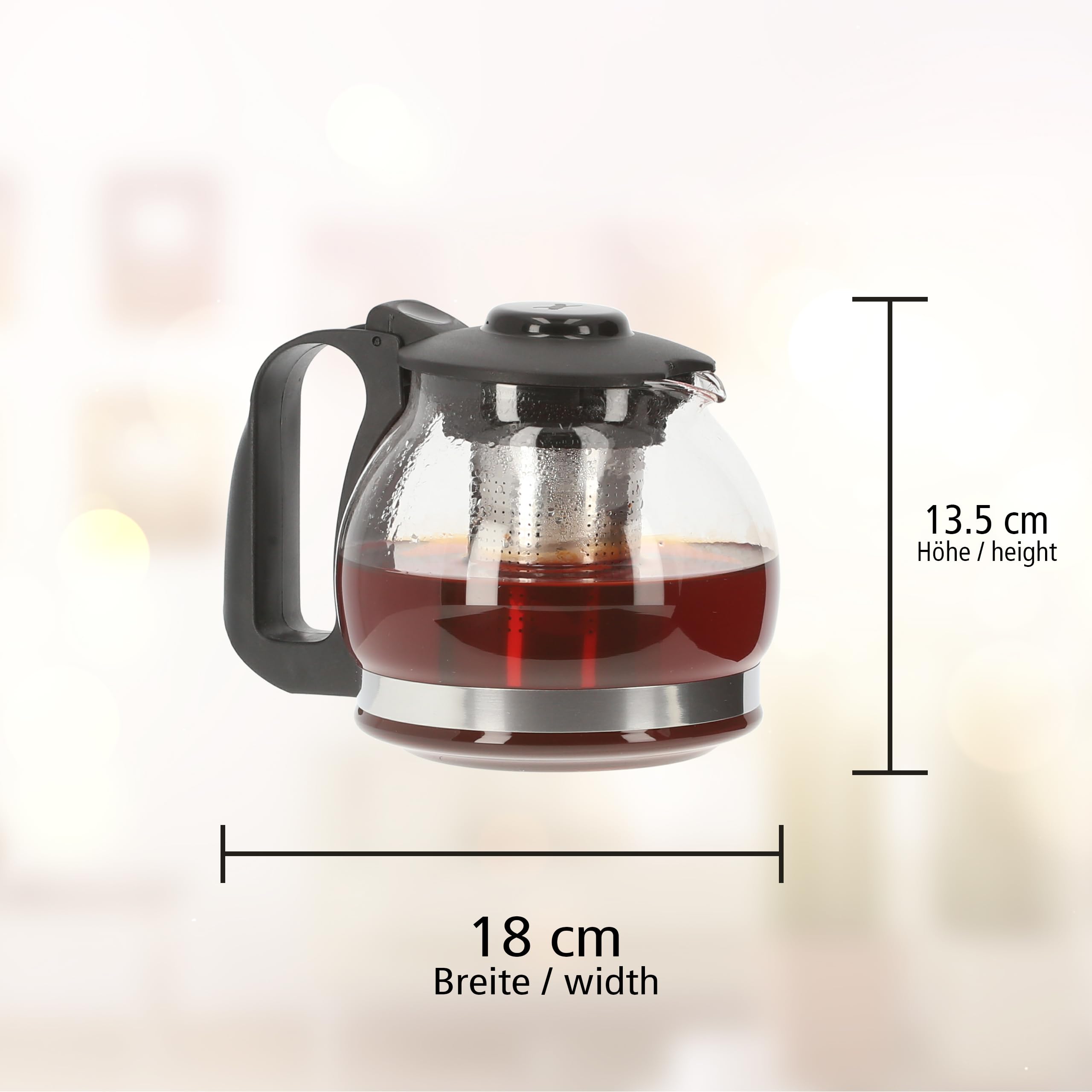 Lantelme Teekanne Borosilikatglas mit Deckel 1,25 Liter mit Siebeinsatz tropffrei und hitzebeständig | Glaskanne für Kräutertee Früchtetee und Teezubereitung | Glas Kanne mit Sieb für Tee und Kaffee