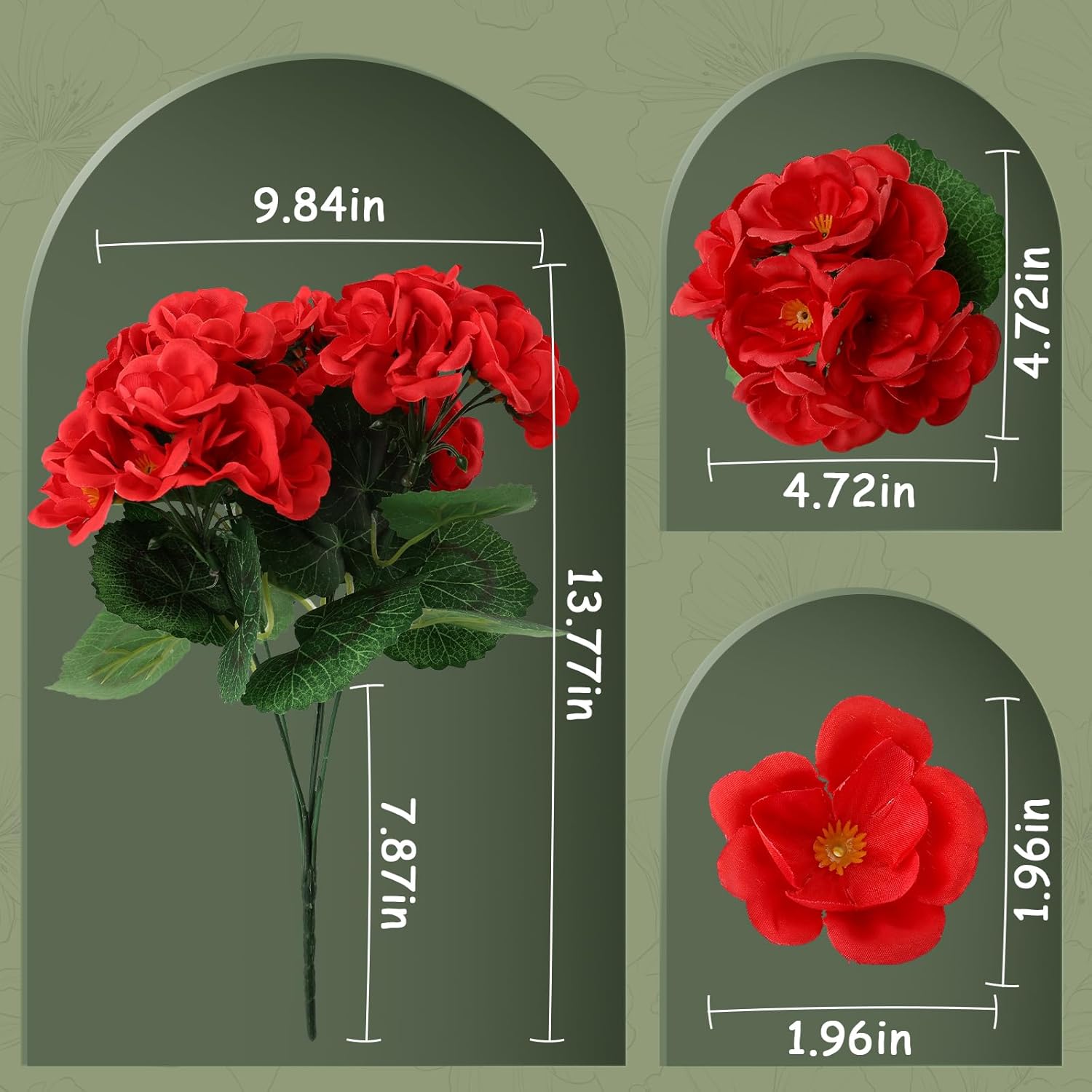 AMORISE12 Pack Artificial Geraniums for Outdoors,UV Resistant Fake Geranium Plants with 4 Bright Colors, Faux Flowers for Window Box,Porch,Patio,Hanging Basket,Indoor Outdoor All Season Decor