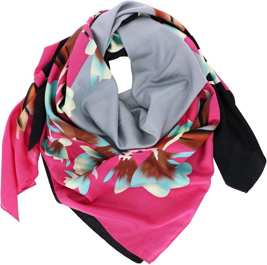 Women's Luxury Silk Feel Scarf Satin Vintage Floral Shawl Wraps