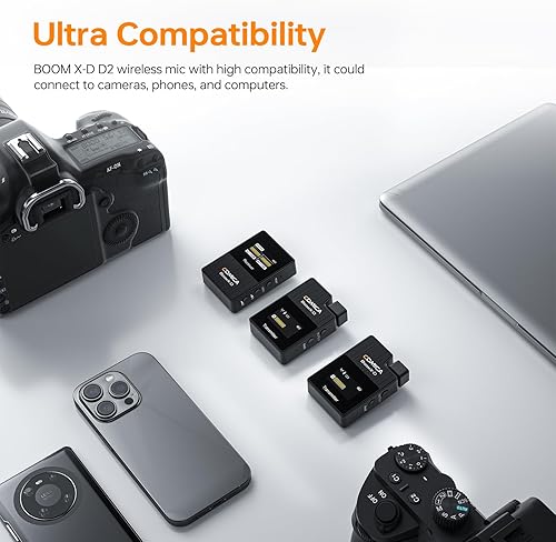 Miniatura 2 de comica BoomX-D2 - Sistema de micrófono inalámbrico para cámaras, videocámaras, teléfonos inteligentes, portátiles, micrófono de solapa inalámbrico