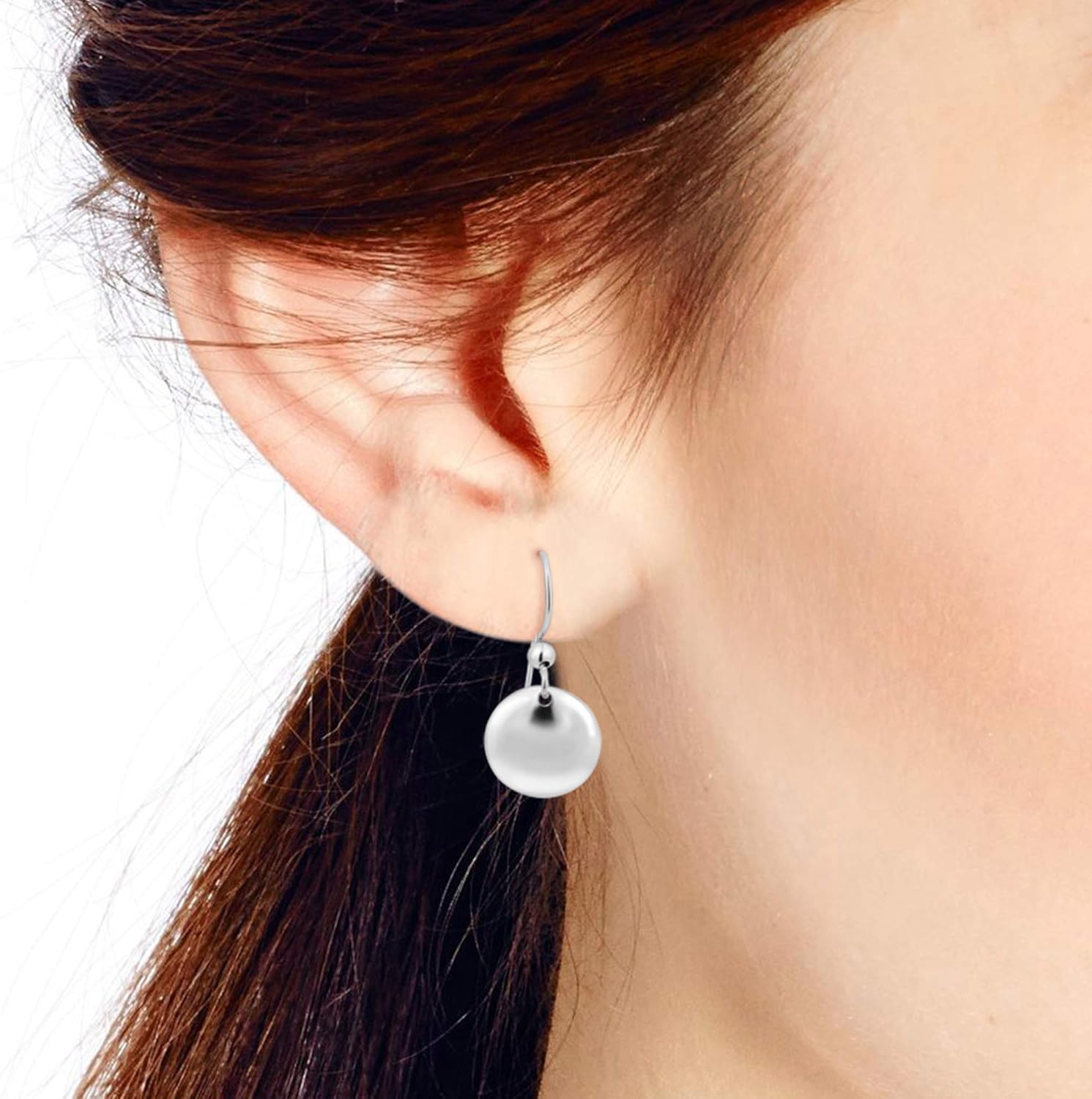 AeraVida Classic Disc .925 Sterling Silver Drop Fishhook Earrings | Casual Chic Sterling Silver Earrings for Women | Versatile 12x27mm Silver Jewelry - Image 5