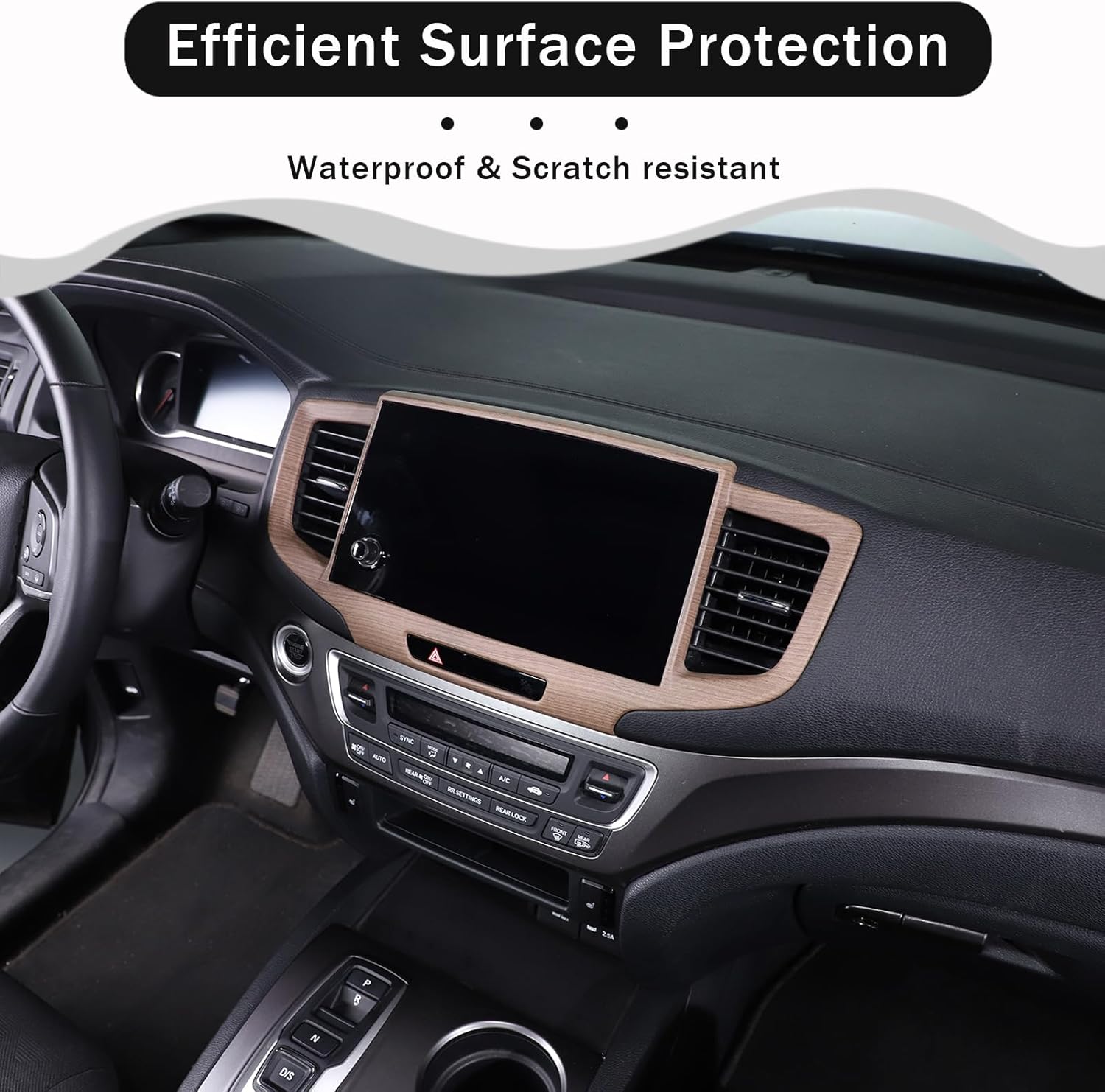 Dashboard Navigation Panel Frame for Honda Pilot 2019-2022/ Ridgeline 2021-2023/ Passport 2019-2023, ABS Material Center Console GPS Screen Panel Frame Trim Accessories (Pear Wood Grain)