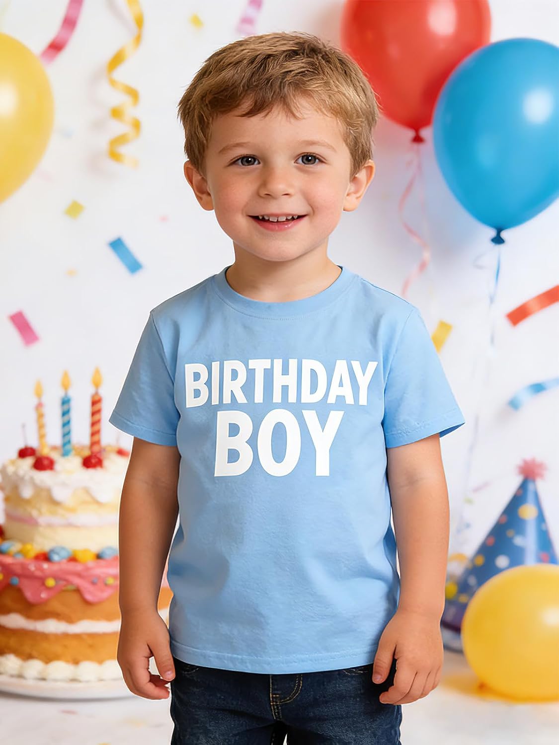 Birthday Boy Shirt Boys 100% Cotton T Shirt Cute Birthday Letter Print Tee Birthday Party Outfit Kids 18M-12Y