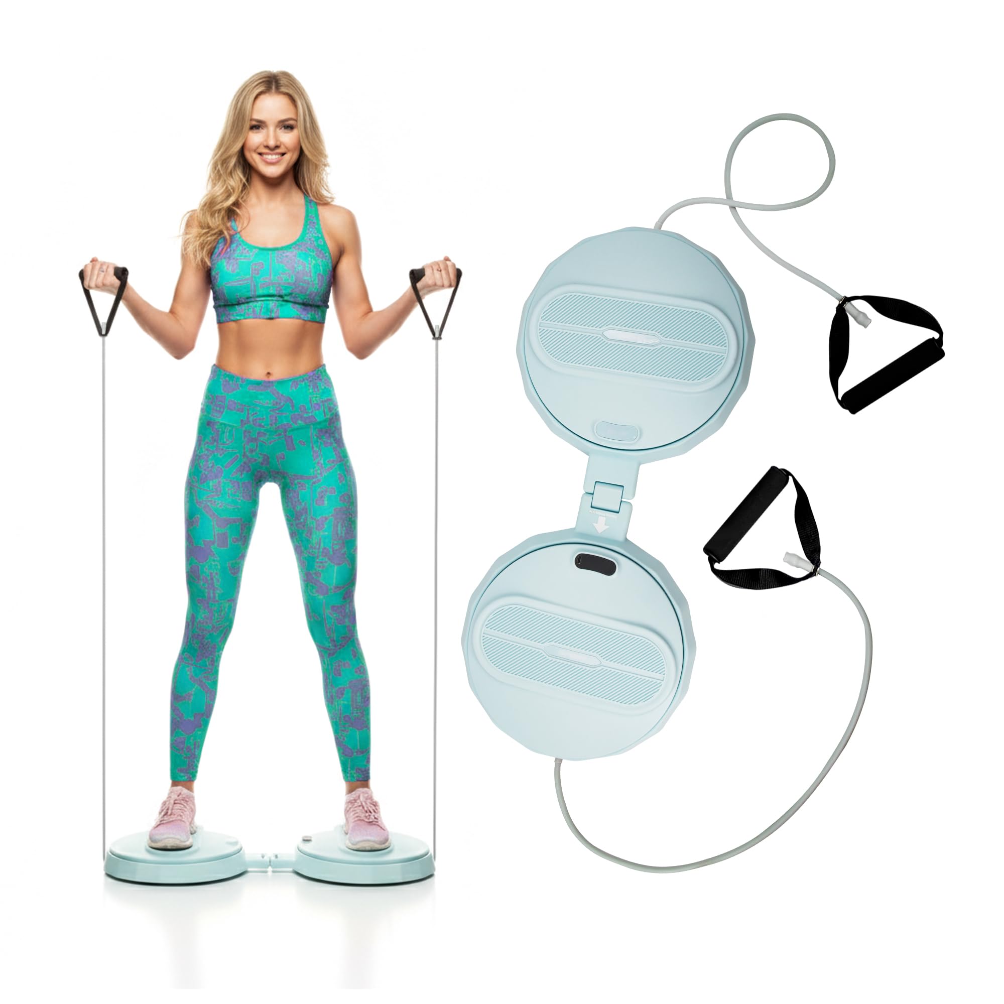 TENBOOM Zusammenklappbar Twist Waist Disc Board With Drawstring 120KG Load Capacity, Power twist Devices for Abdominal Muscle Training, Indoor Fitness Equitment für Erwachsene and Junger