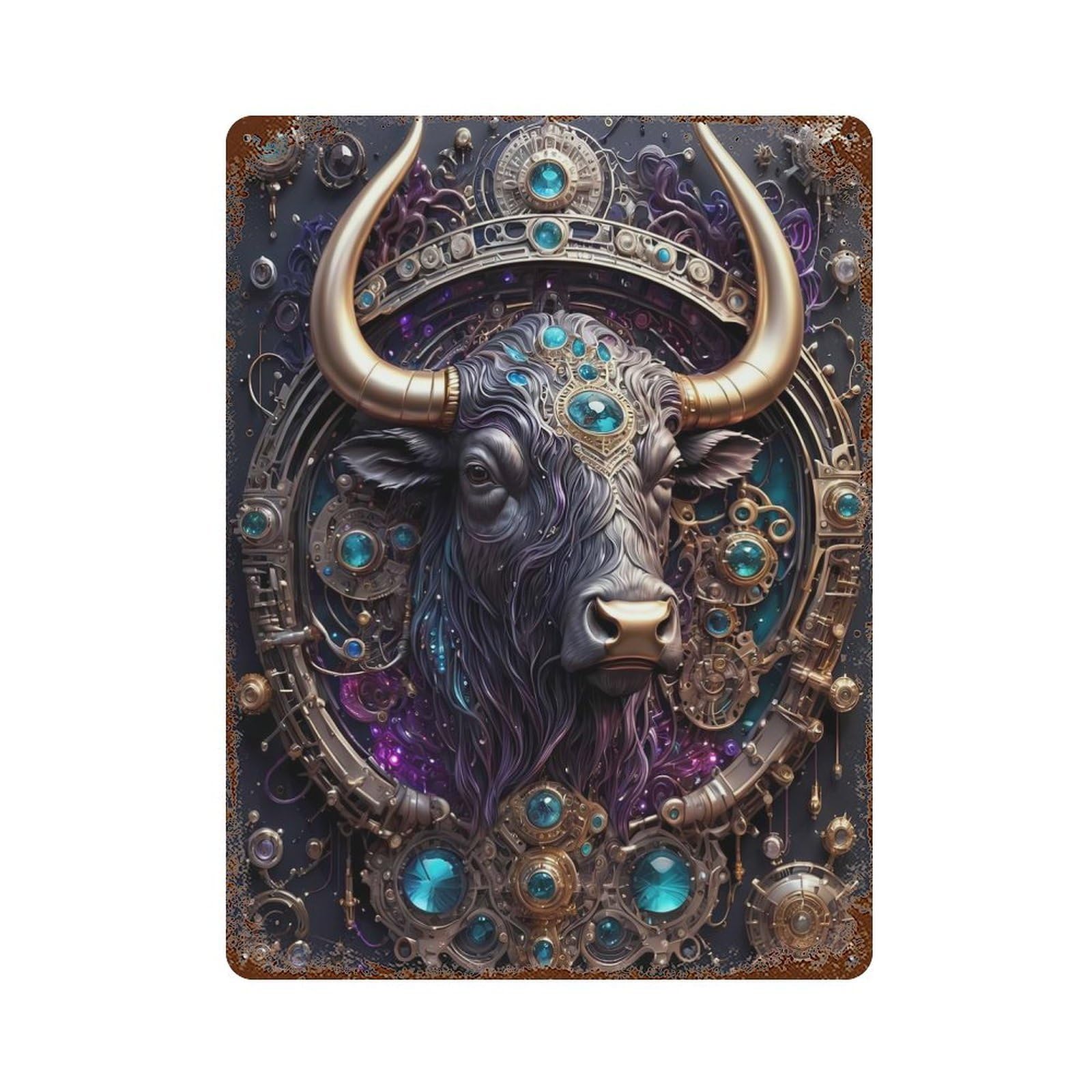 Cosmic Bull Engine Retro Metal Sign 15.7"x11.8", Old School Wall Decor for Garage, Bar And Workshop Decor