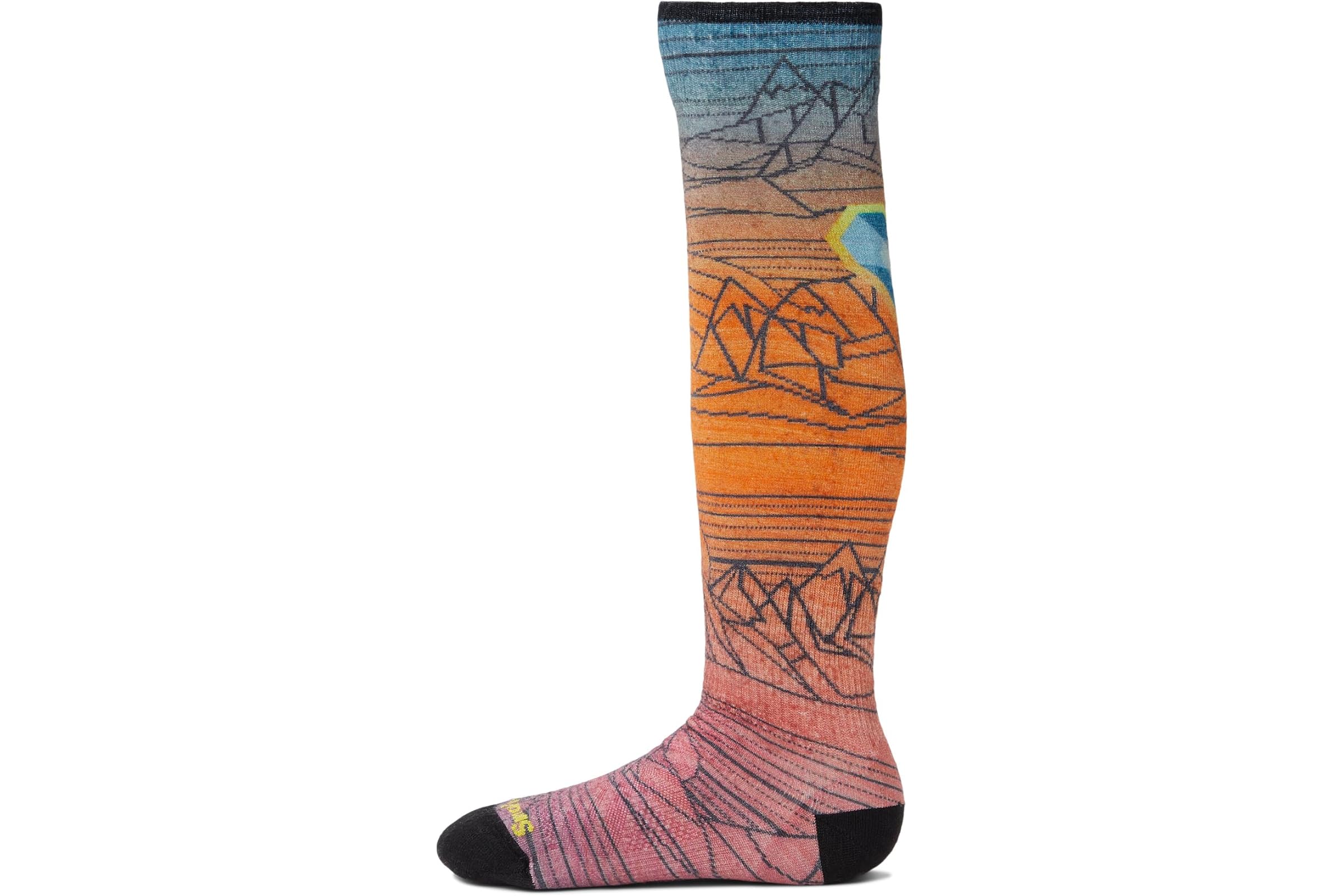 Носки Smartwool Kids Junior Ski Zero Cushion Geo Peaks Print Over The Calf Socks (Little Kid/Big Kid)