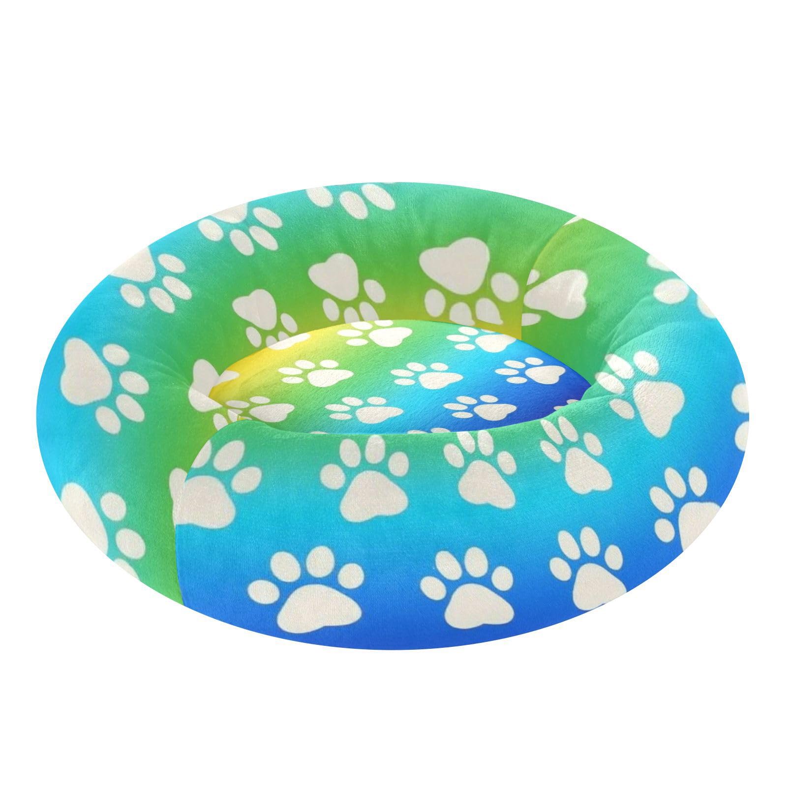 Lit chaud et doux pour animal domestique S | Panier multicolore imprimé pattes pour petit chien