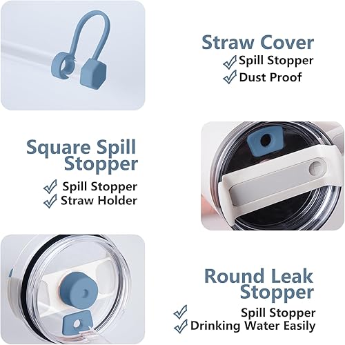 Miniatura 9 de Paquete de 4 tapones antiderrames para Stanley Cup 2.0 de 30 onzas y 40 onzas, tapón de silicona a prueba de fugas para vaso Stanley, accesorios de