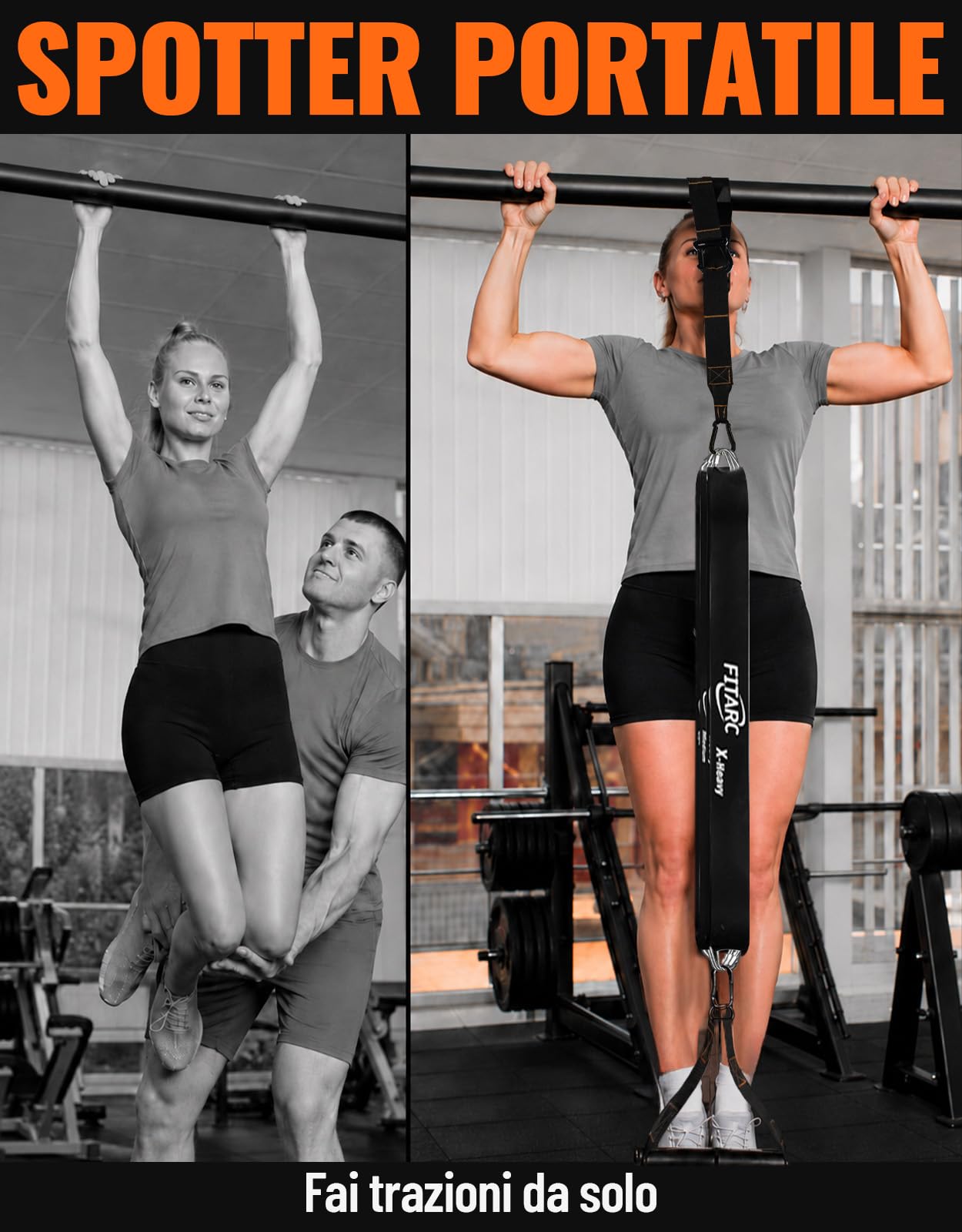 Set di fasce di assistenza per trazioni Fitarc, cinghia di assistenza per trazioni con maniglia, 14 livelli di assistenza fino a 136 kg