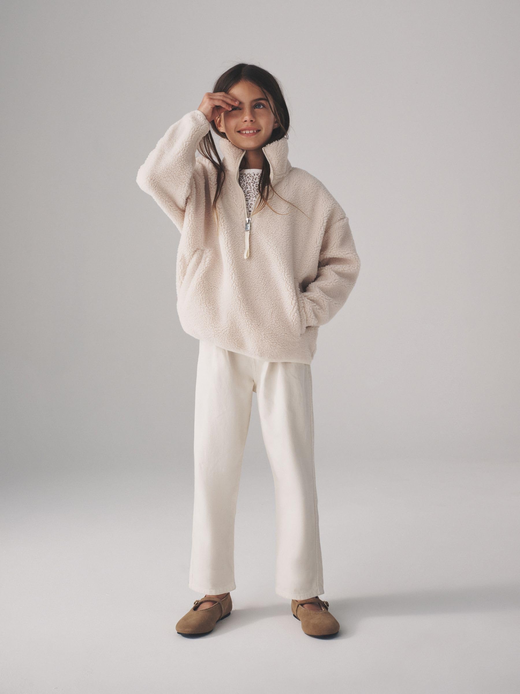 THE SET Mädchen t Fleecepullover mit viertellangem Reißverschluss, 2er-Pack 98-158