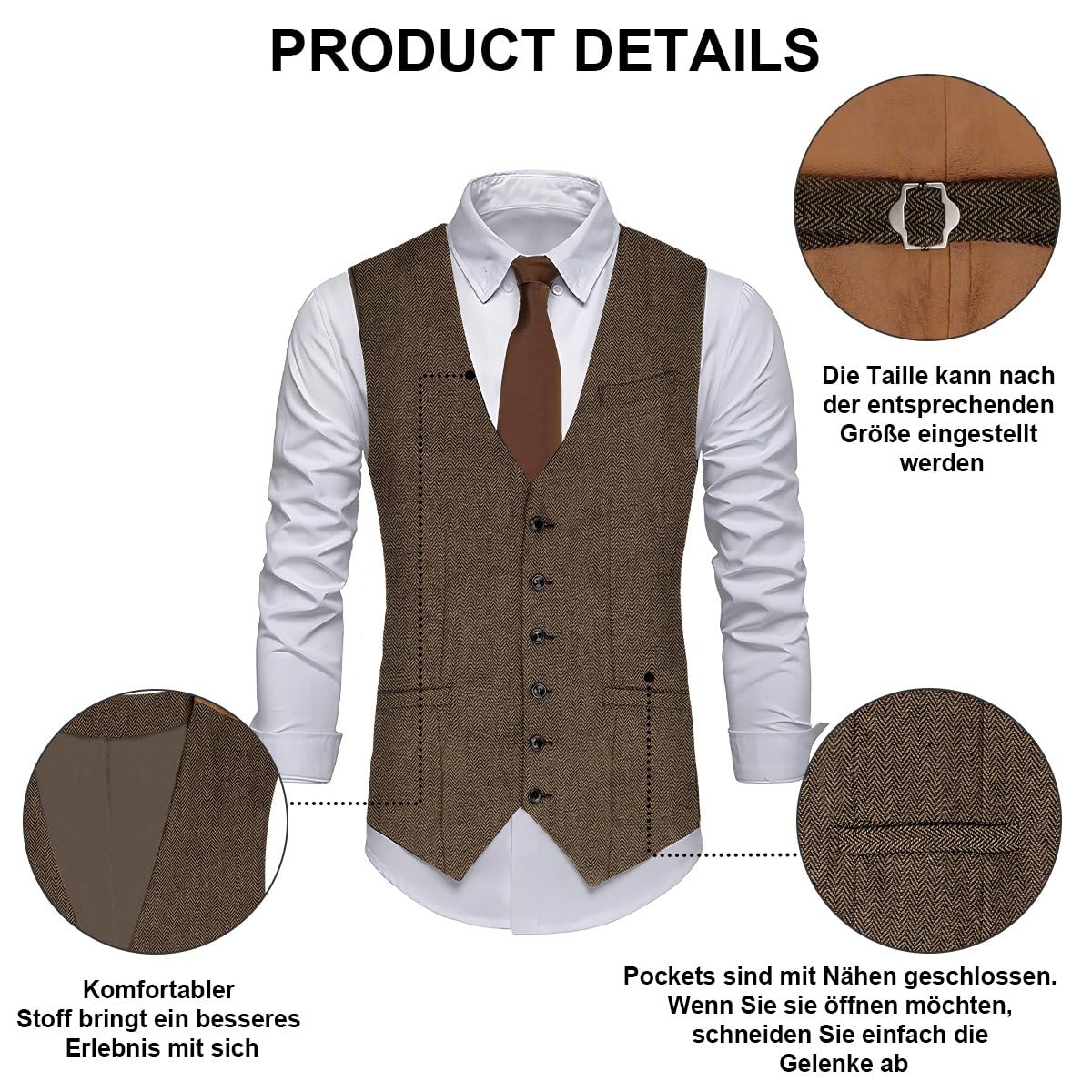 Disfraz de los años 20 para hombre, chaleco con accesorios, lupa, muleta, reloj de bolsillo, barba, boina, gafas, alfiler de corbata para disfraz de mafia, disfraz de 1920S, gángster, Peaky Blinders