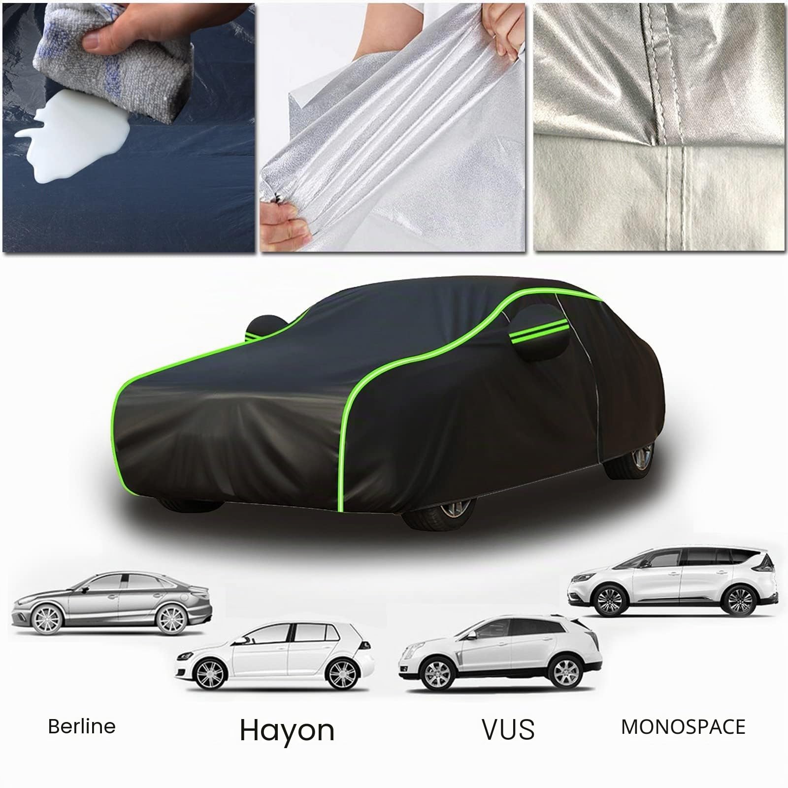 Bache Voiture Exterieur pour Renault Clio 4,Housse de Protection Voiture Exterieur Imperméable,Protection 4 Saisons,Anti-UV Anti-Neige Résistante à La Déchirure wn41