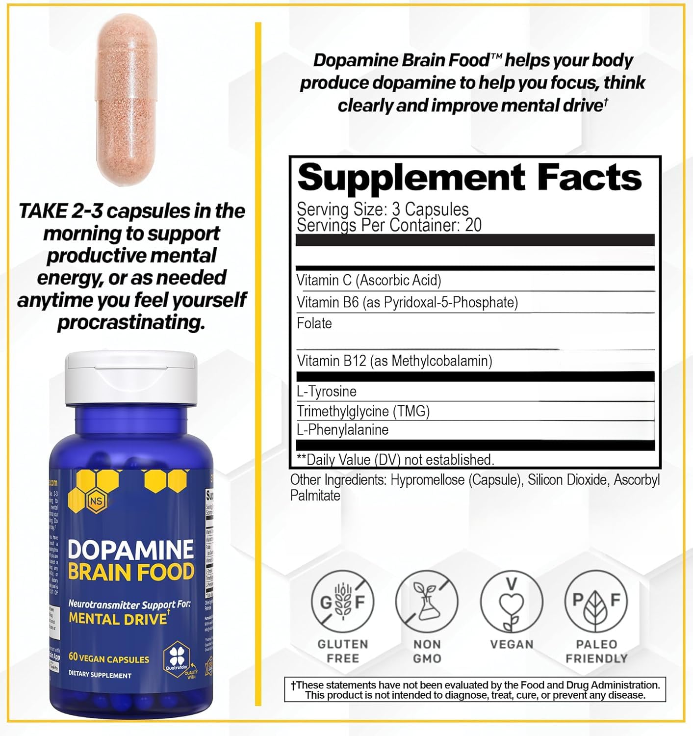 Los suplementos cerebrales de dopamina mejoran la concentración