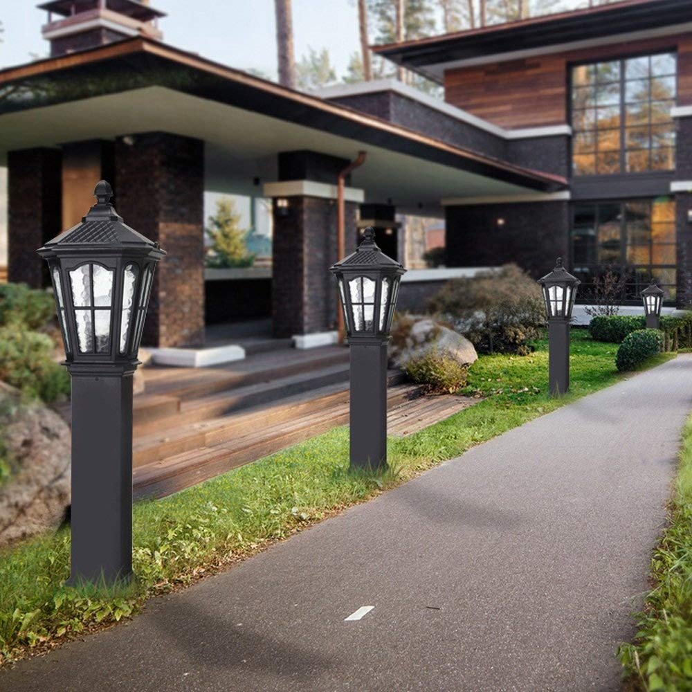 CMBSSTFC Kinkiety Kinkiety Zewnętrzne Antyczne odlewy ciśnieniowe aluminium Szkło Oświetlenie Wysoka przepuszczalność światła Wodoodporne lampy na filarach Światła bezpieczeństwa (czarne – 80 cm)