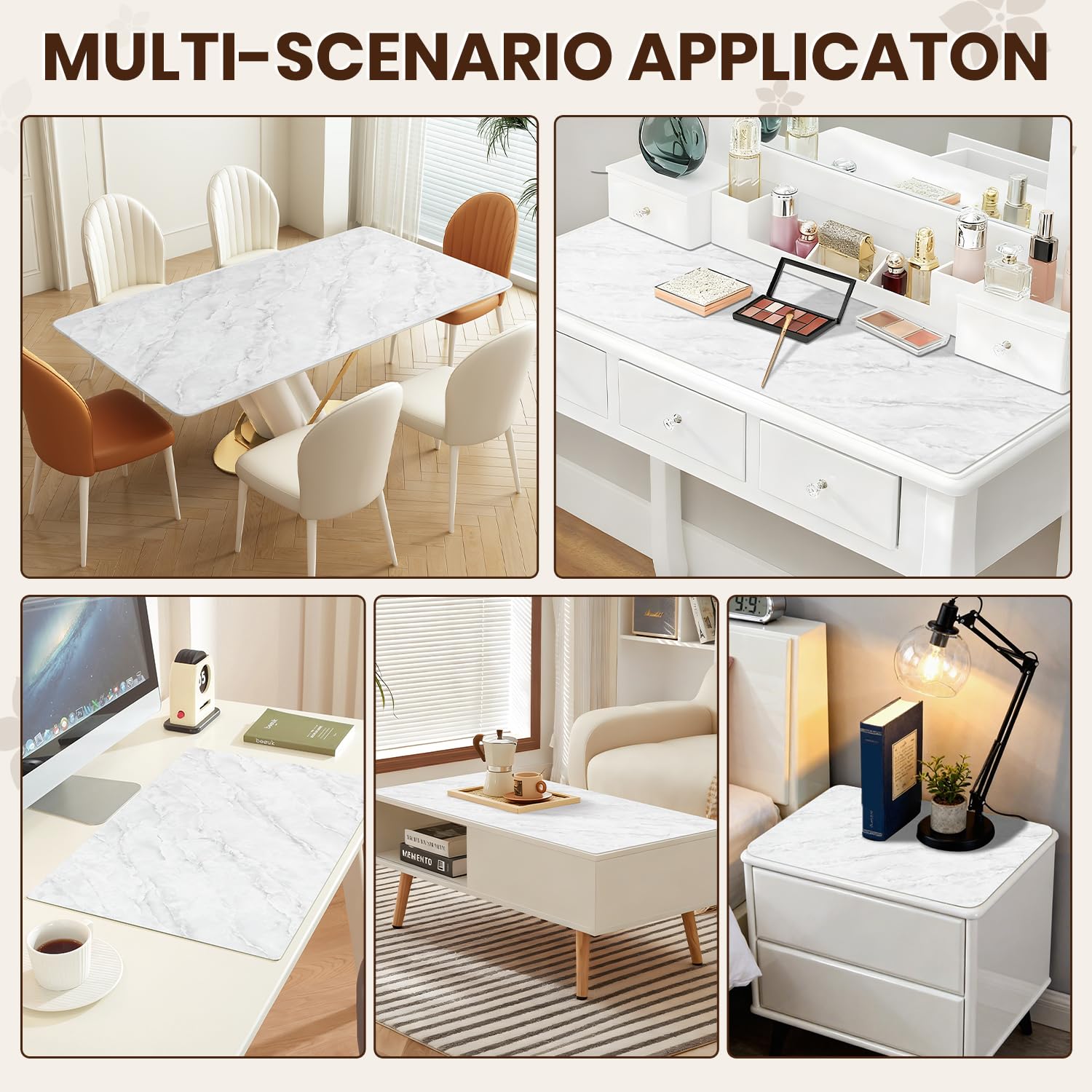 OstepDecor Schreibtischunterlage Marmor 160 x 90 cm, Blickdichter Tischschutz zur Kratzerabdeckung, Abwaschbare Tischdecke & Tischfolie für Esstisch Büro, Zuschneidbar