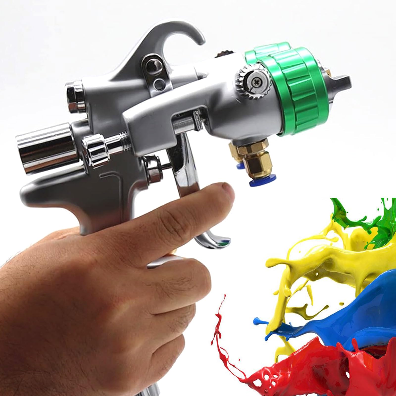 Pulverizador neumático de doble cabezal, pistola de pintura de aire con doble boquilla, pulverizador de alimentación a presión para uso industrial, diámetro de boquilla de 1,3 mm, consumo de aire de 8