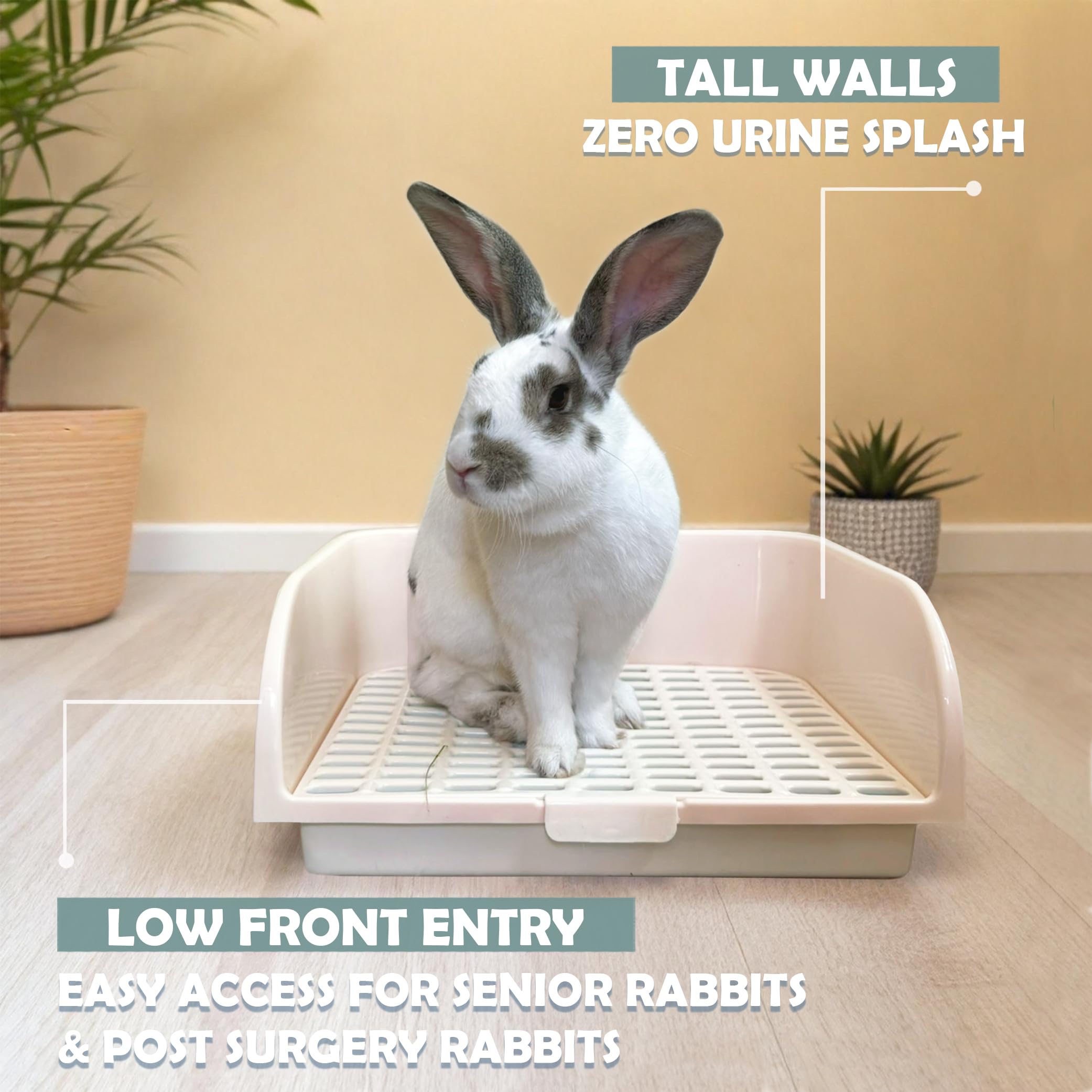 Rabbit Litter Box - Extra Large Bunny Litter Box, Easy to Clean and Disassemble, Prevents Odors and Stains. Training Toilet Pan for Guinea Pig, Hamster, Kitty, Ferret, Galesaur,Chinchilla - image 5