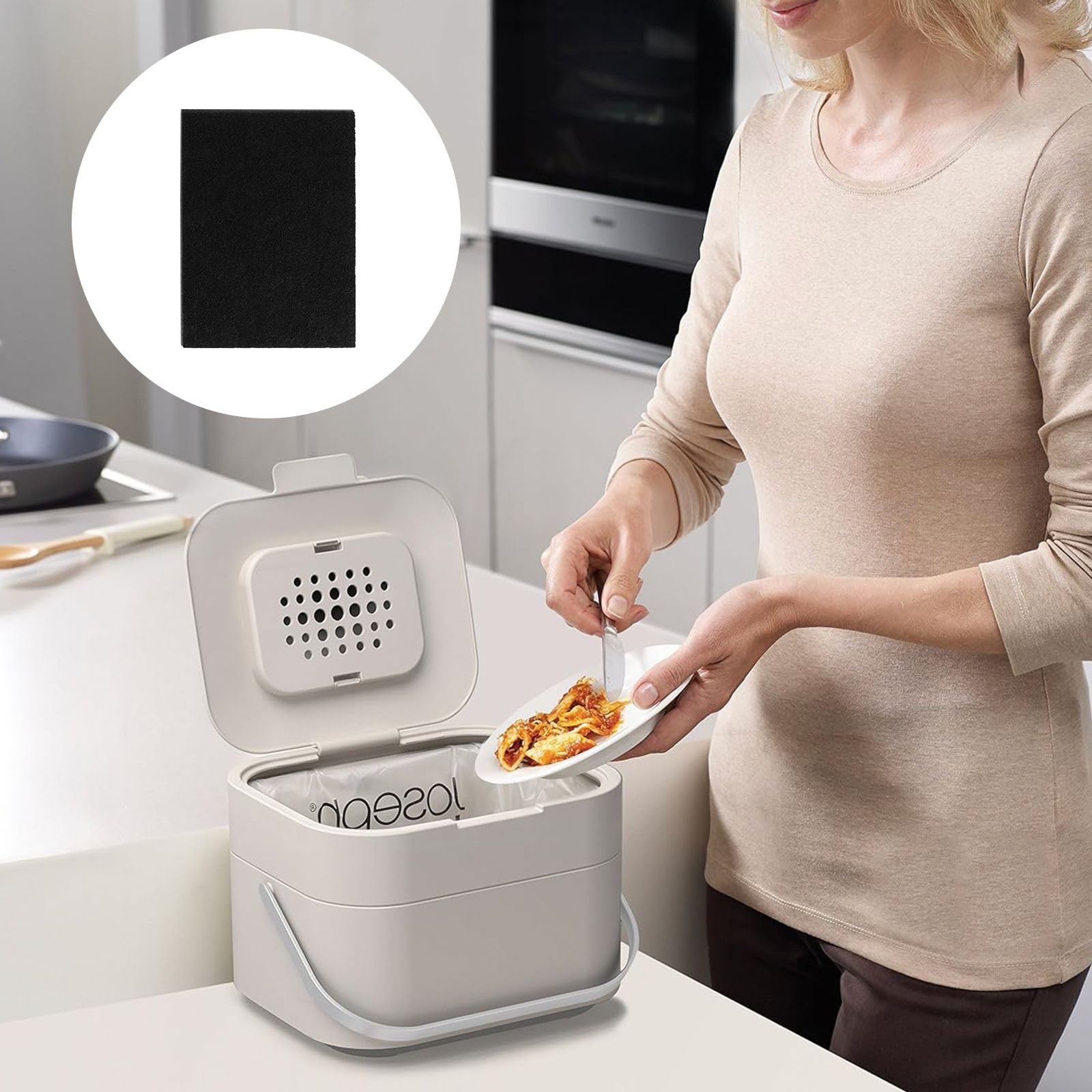 10 Stück Aktivkohlefilter Bioeimer Filter,Filter kompatibel mit Joseph Joseph Lebensmittelbehältern, Aktivkohlefilter, für Kompostbehälter Kohlefilter