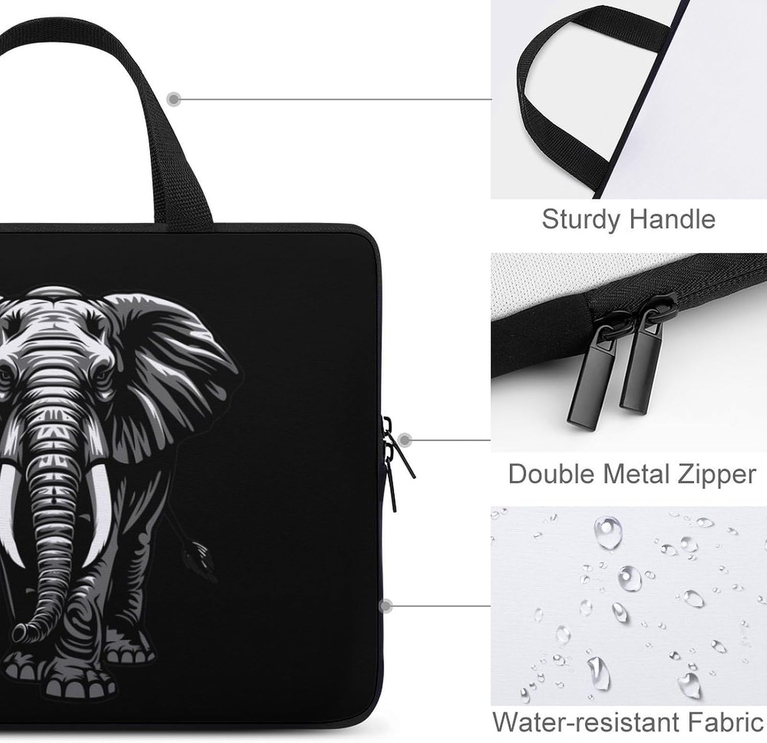 Elephant Laptop Bag Print Computer Sleeve Case Protector Briefcase Totes for Women Men